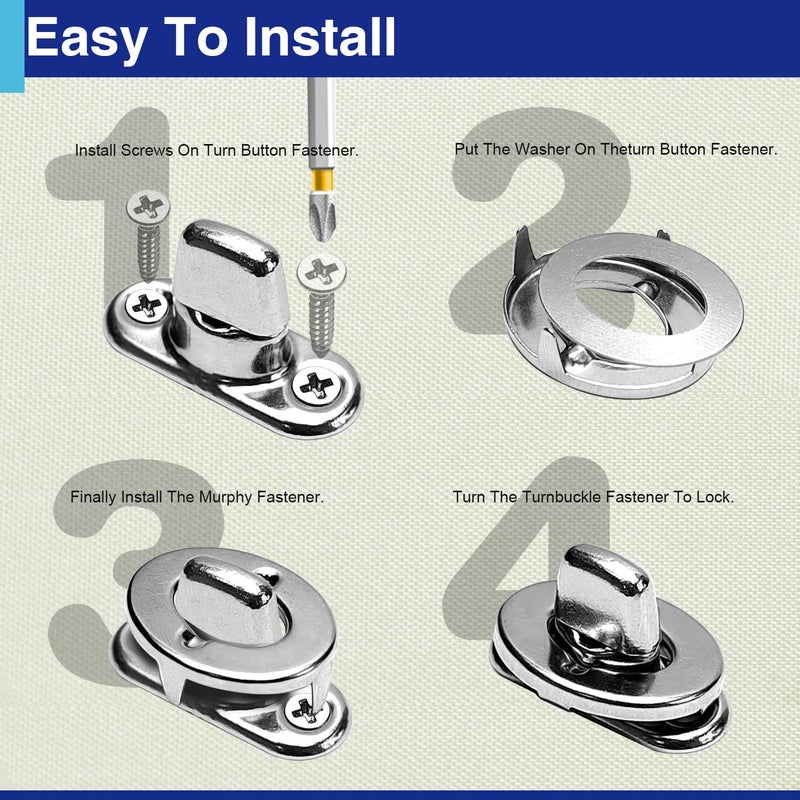 Usdrwam 10 Set Twist Lock Fasteners with Turn Button Fasteners Eyelet Screws for RVs Marine Boats Canvas Fastener Turn Buttons - Image 5
